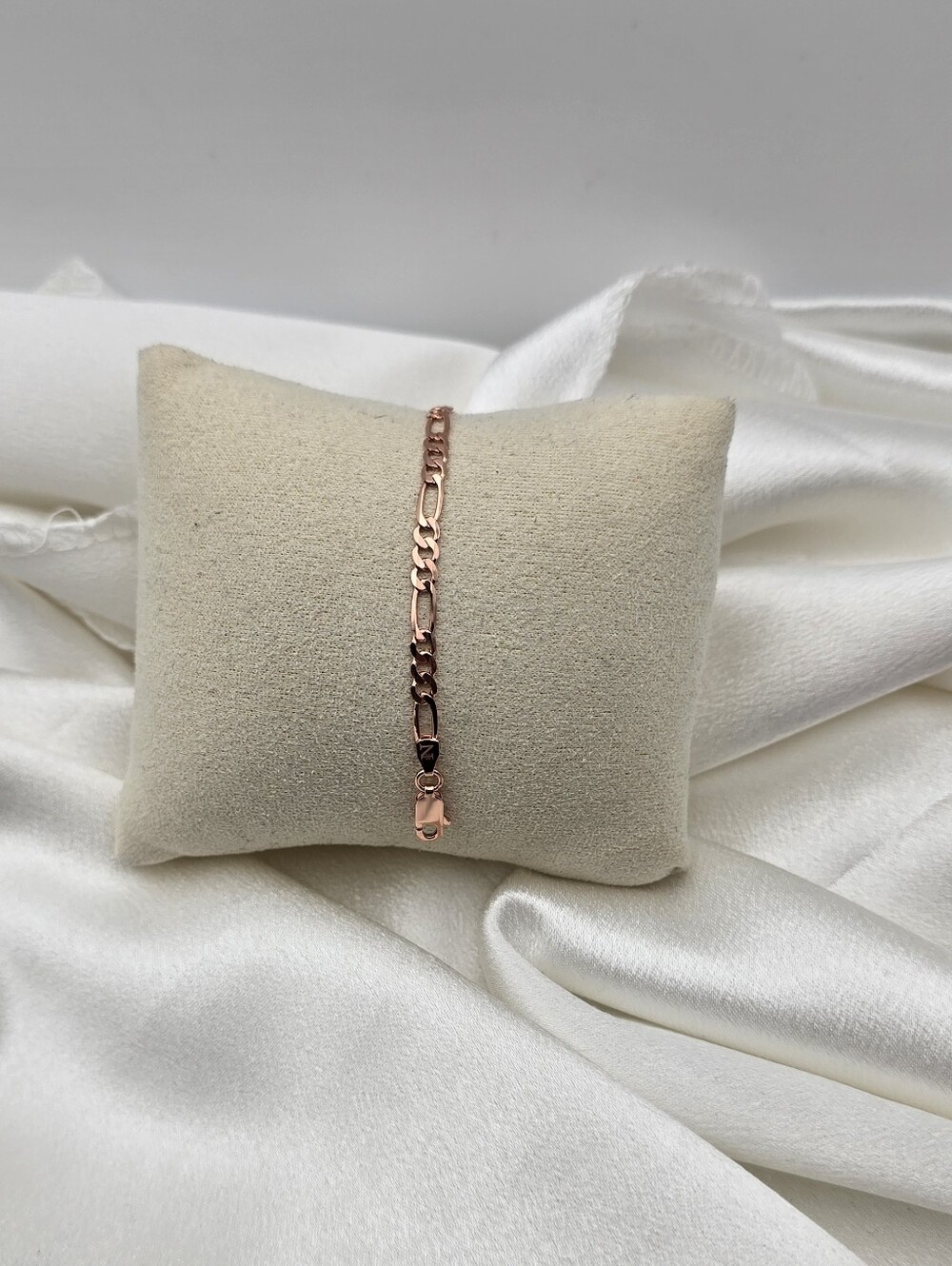 Rose Gold Over Sterling Silver 925 Figaro Link Anklet